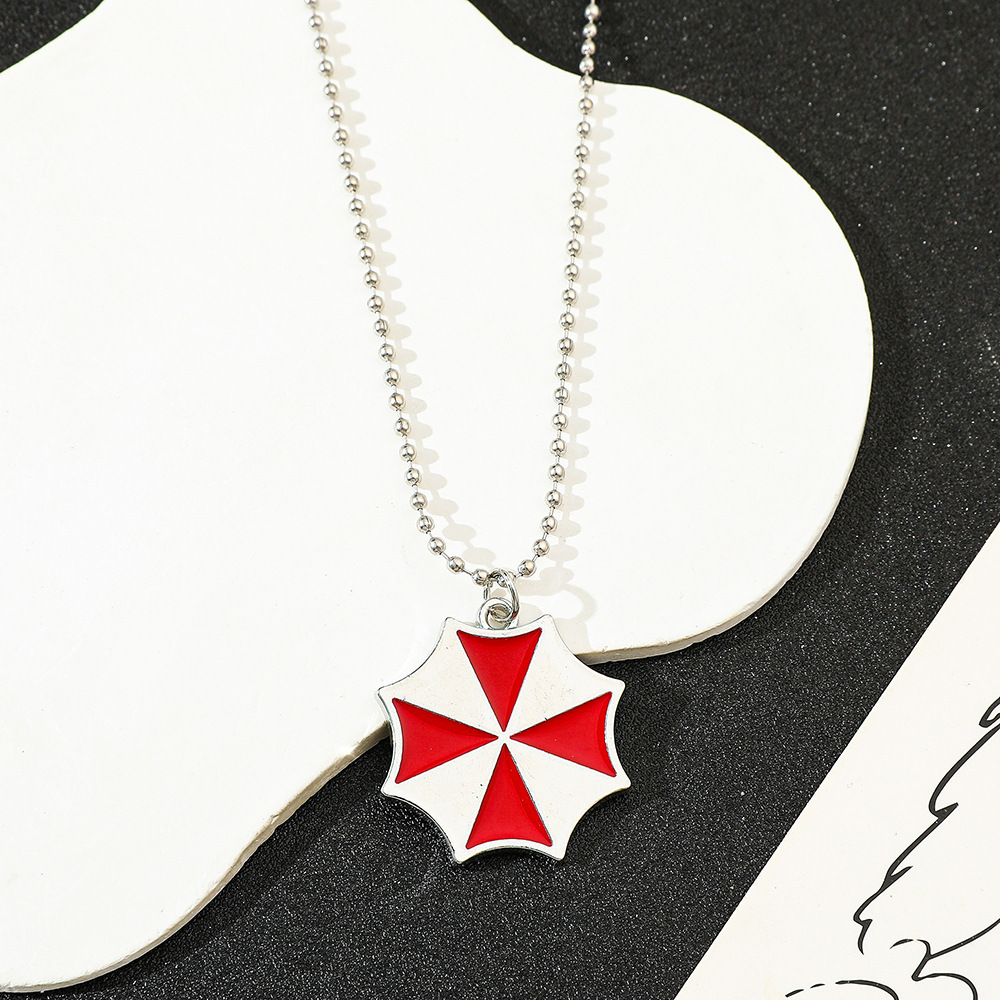Vintage Collectible Item - Vintage Fashion Red Umbrella Pendant Necklace
