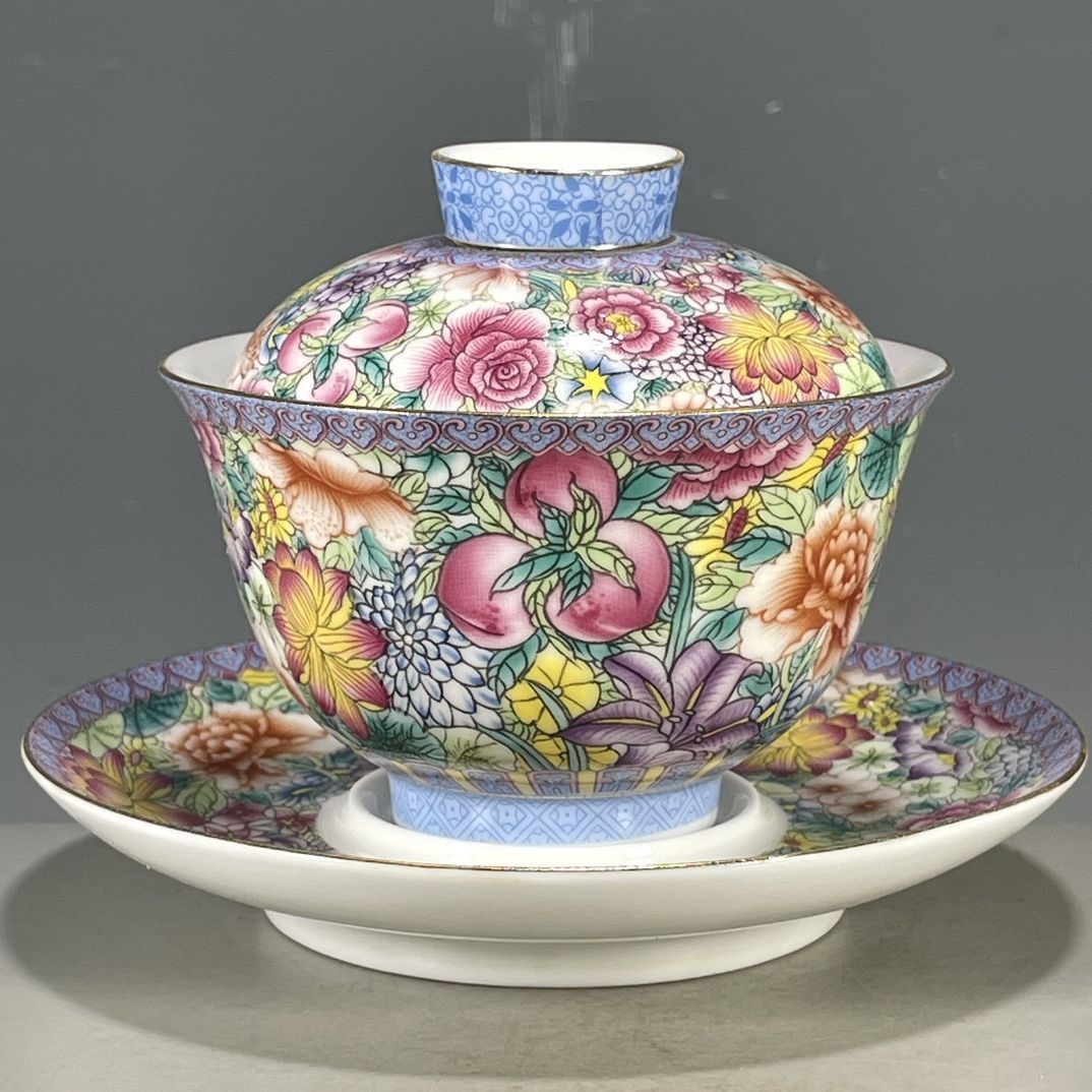 Vintage Collectible Pottery - Chinese Vintage Old Kiln Falangcai 3-Piece