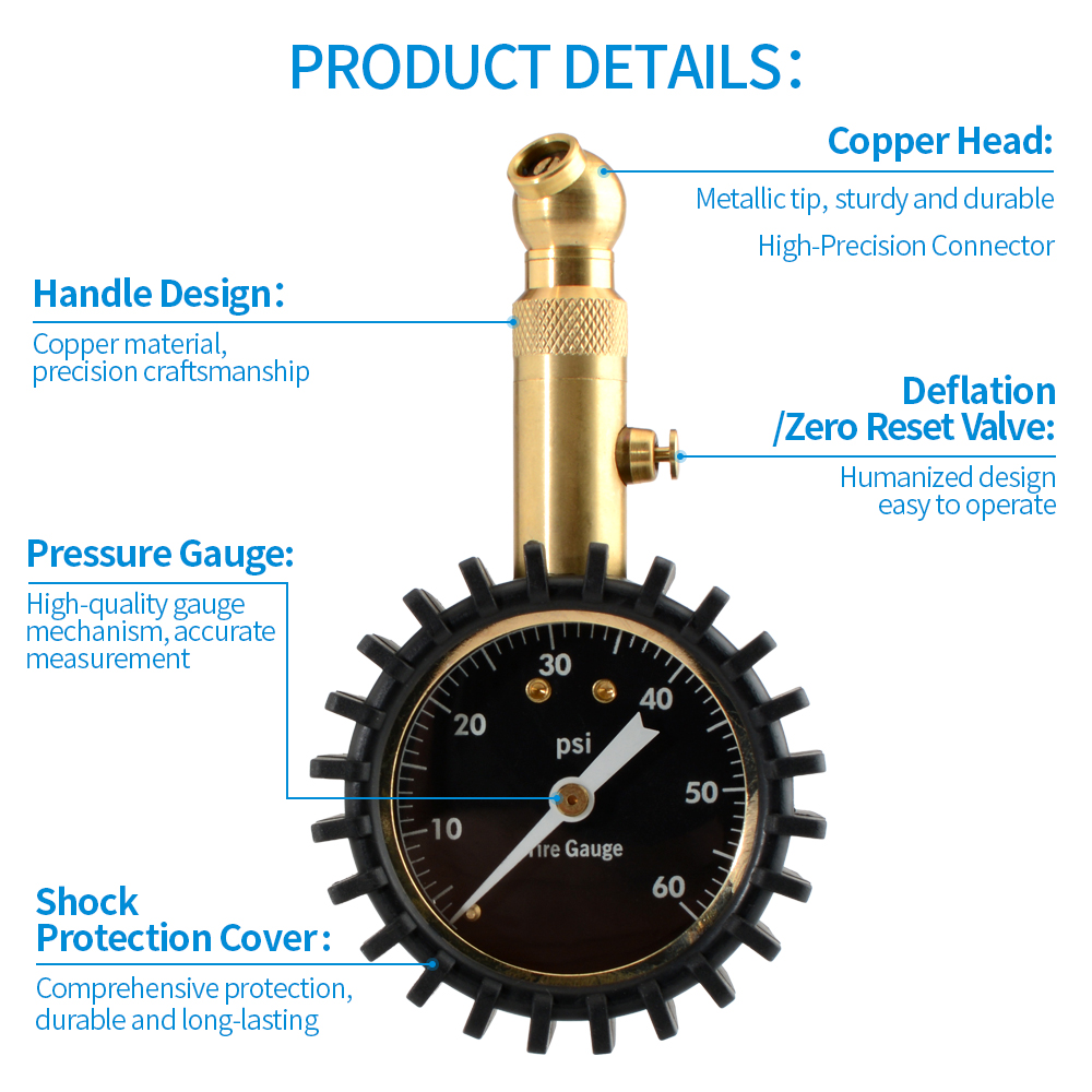 0-60PSI Tire Pressure Gauge 2